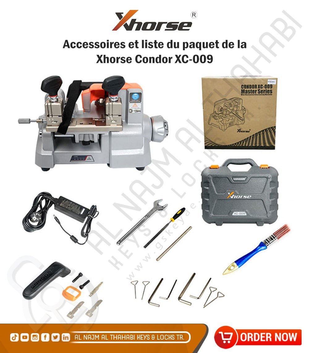 Accessoires et liste du paquet de la Xhorse Condor XC-009