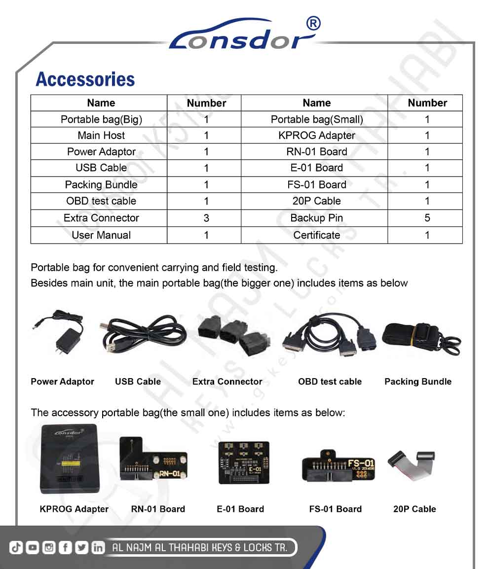 Lonsdor K518ISE Key Programmer Accessories
