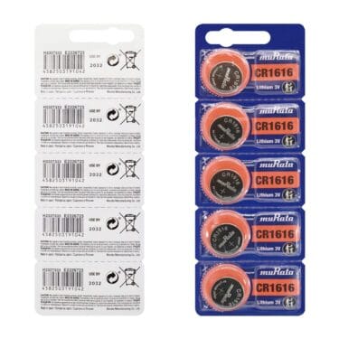 Blister Pack of 5 Murata CR1616 Lithium Coin Cell Battery 3V