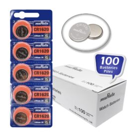 Pack of 100 Murata CR1620 Lithium Coin Cell Battery 3V