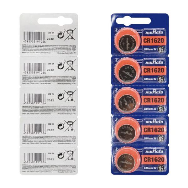 Blister Pack of 5 Murata CR1620 Lithium Coin Cell Battery 3V