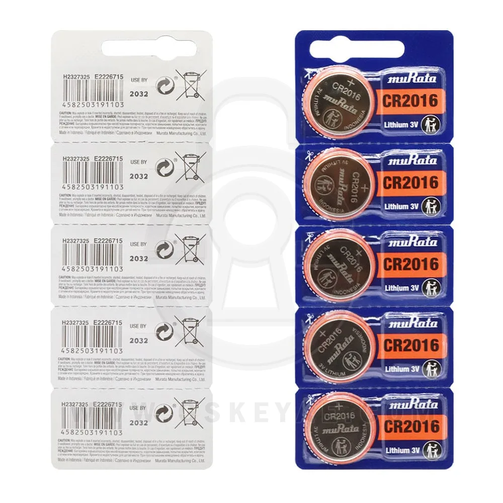 Blister Pack of 5 Murata CR2016 Lithium Coin Cell Battery 3V