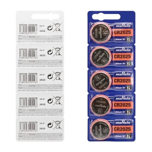 Blister Pack of 5 Murata CR2025 Lithium Coin Cell Battery 3V