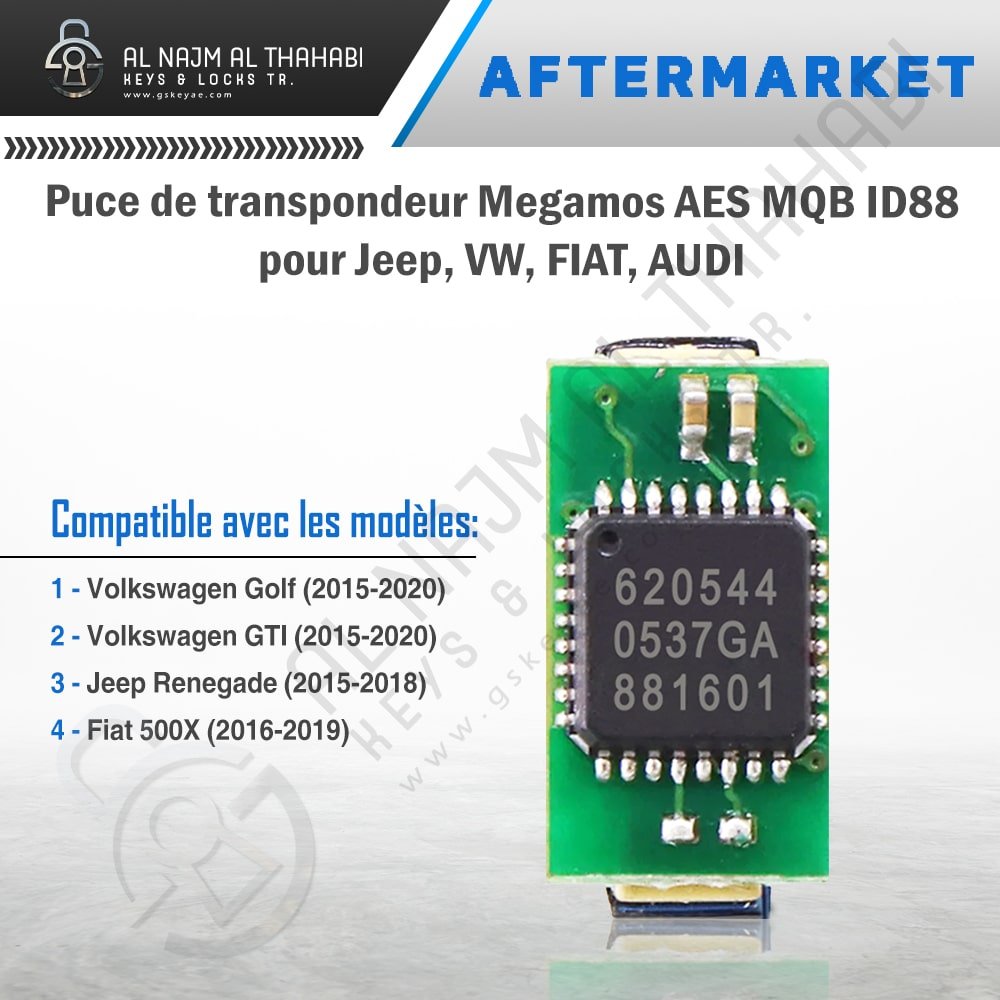 Puce Transpondeur Megamos AES MQB ID88 pour Jeep VW FIAT AUDI