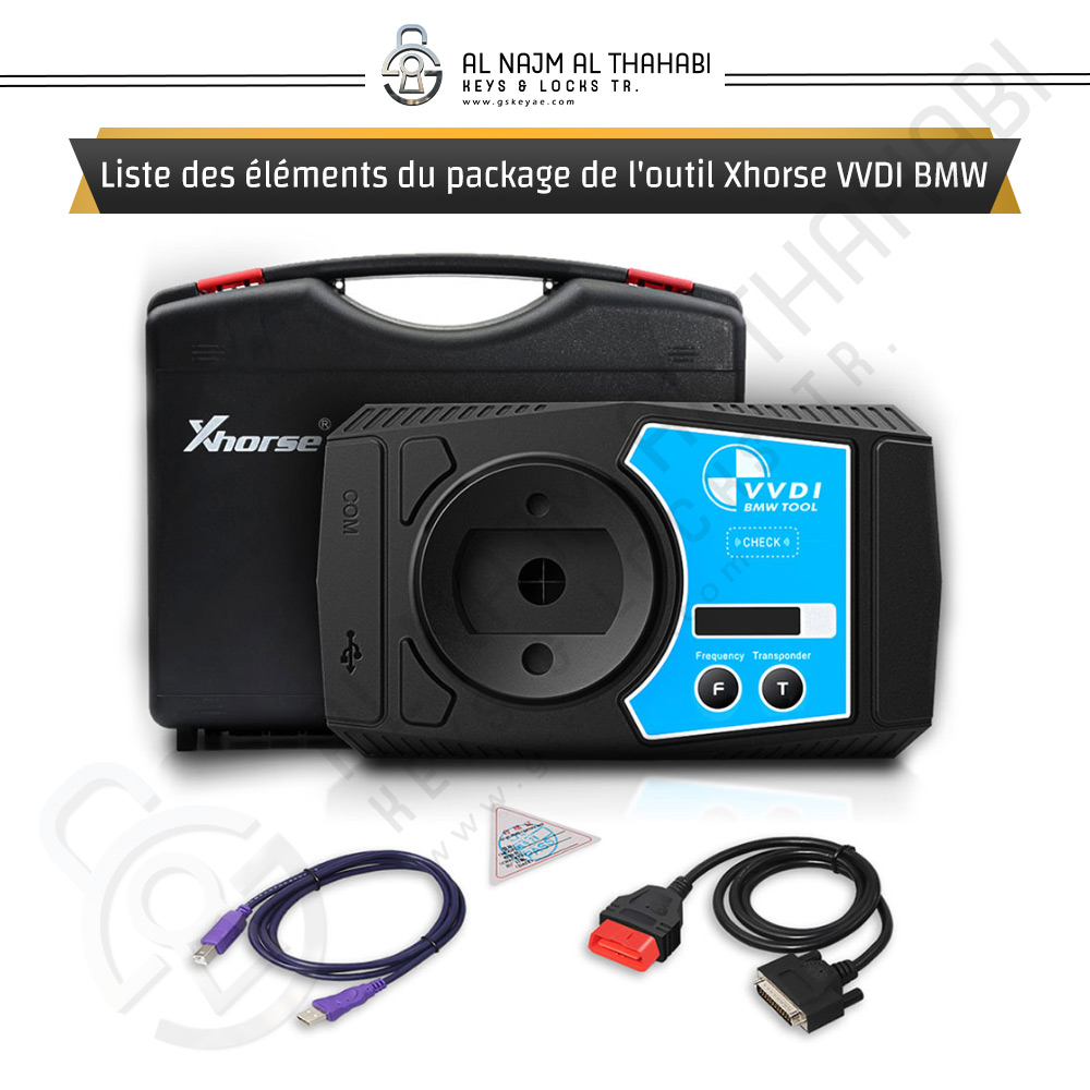 Liste des éléments du package de l'outil Xhorse VVDI BMW