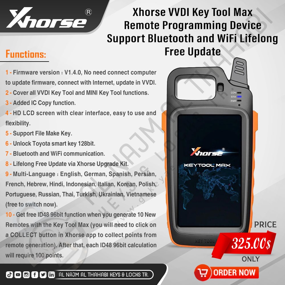 Xhorse VVDI Key Tool Max Functions