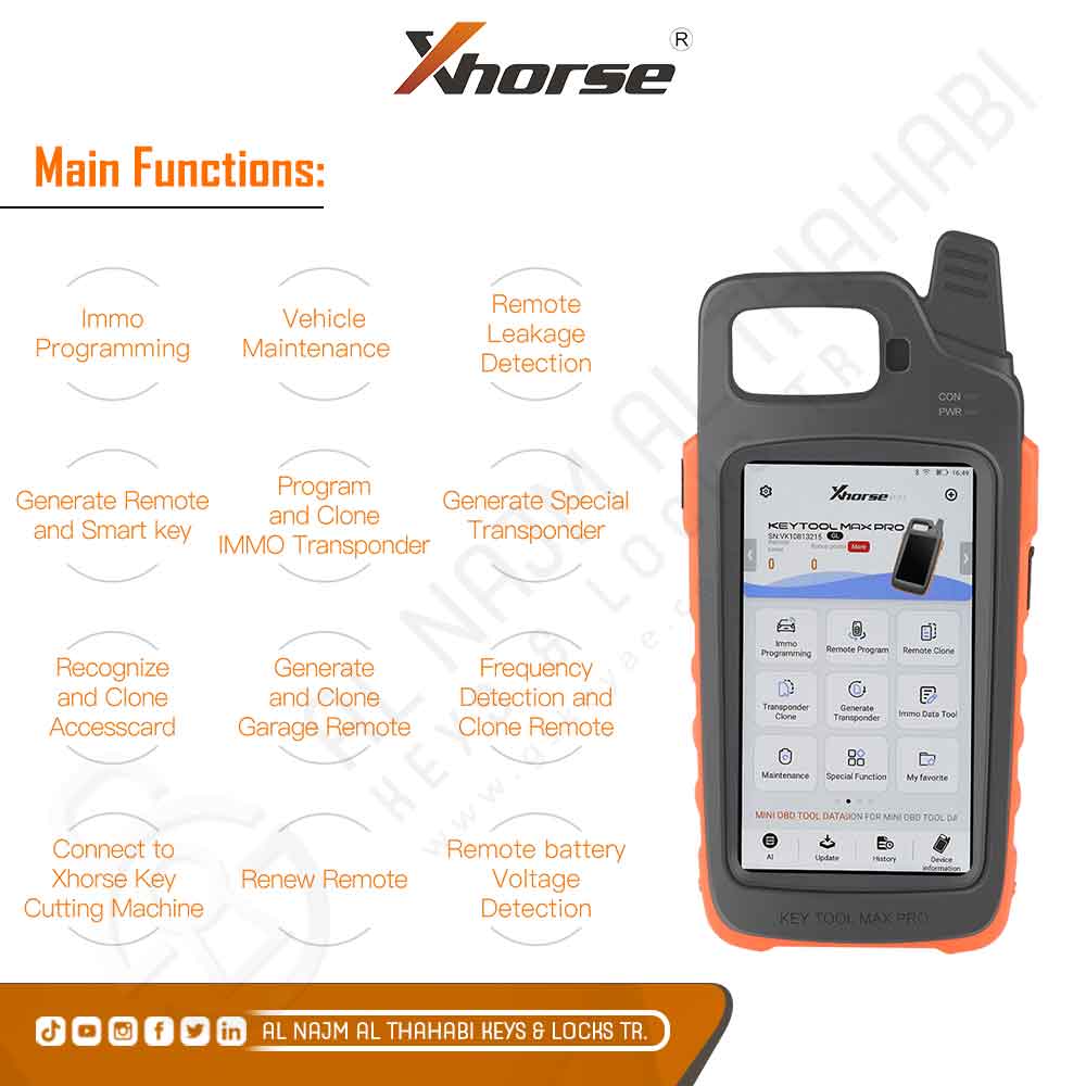 Xhorse VVDI Key Tool Max Pro Functions