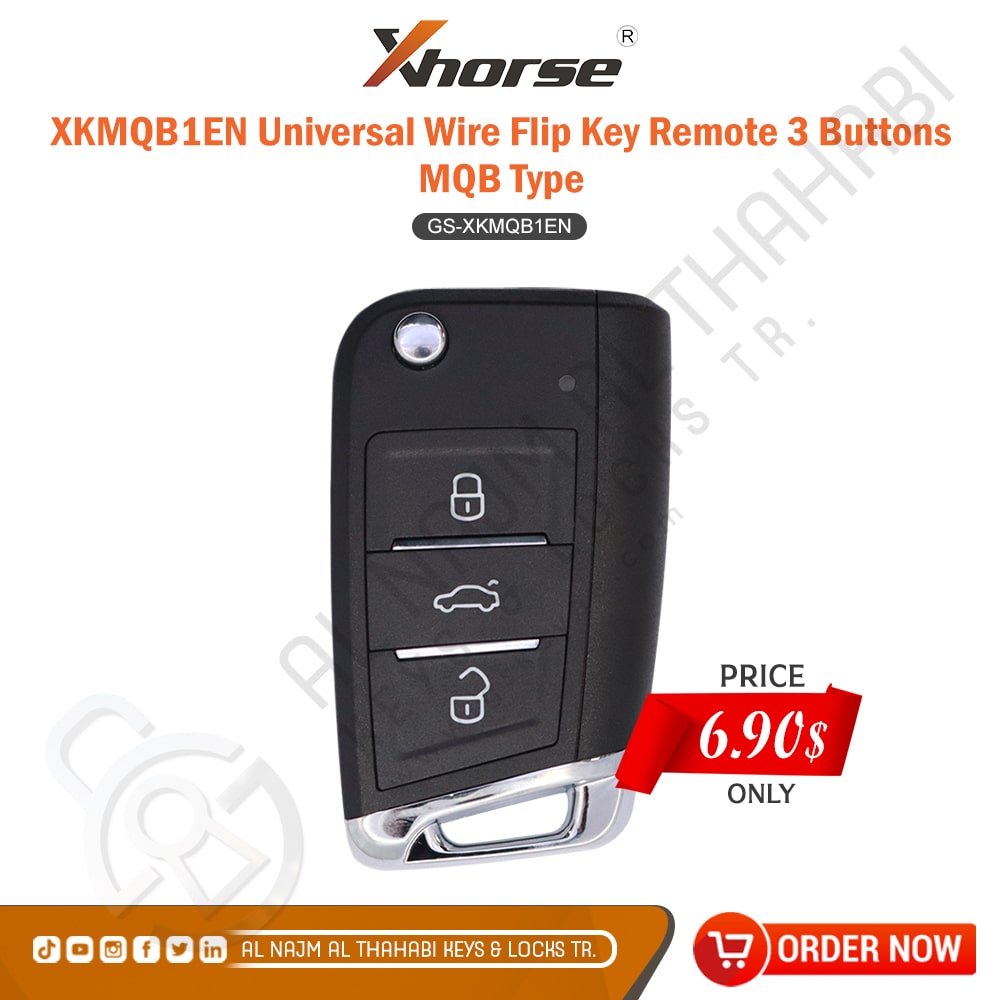 Xhorse Universal Wire Flip Key Remote 3 Buttons MQB Type XKMQB1EN