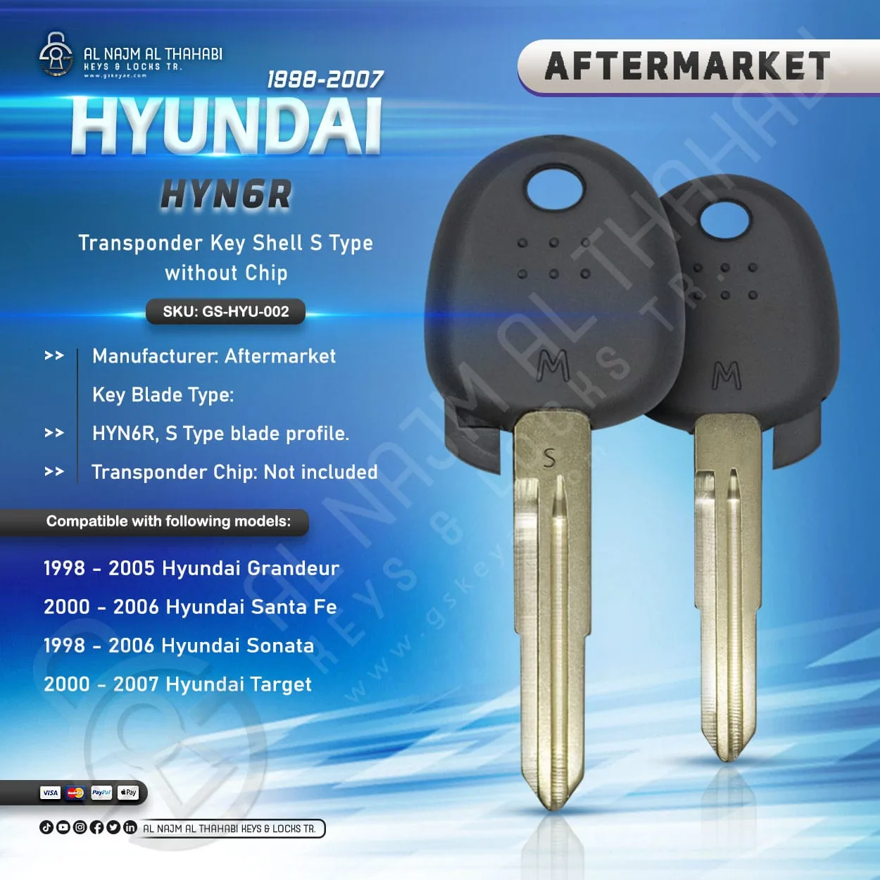 Hyundai HYN6R Transponder Key Shell S Type 