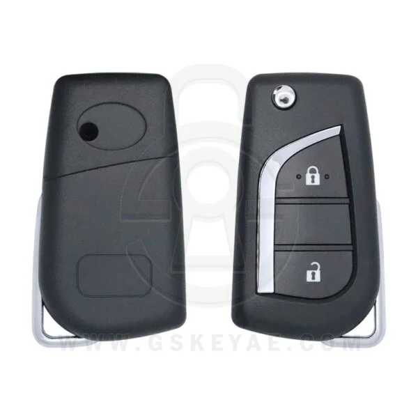 2016-2019 Toyota Hilux Fortuner Flip Remote Key Shell Case Cover 2 Buttons TOY48 Blade