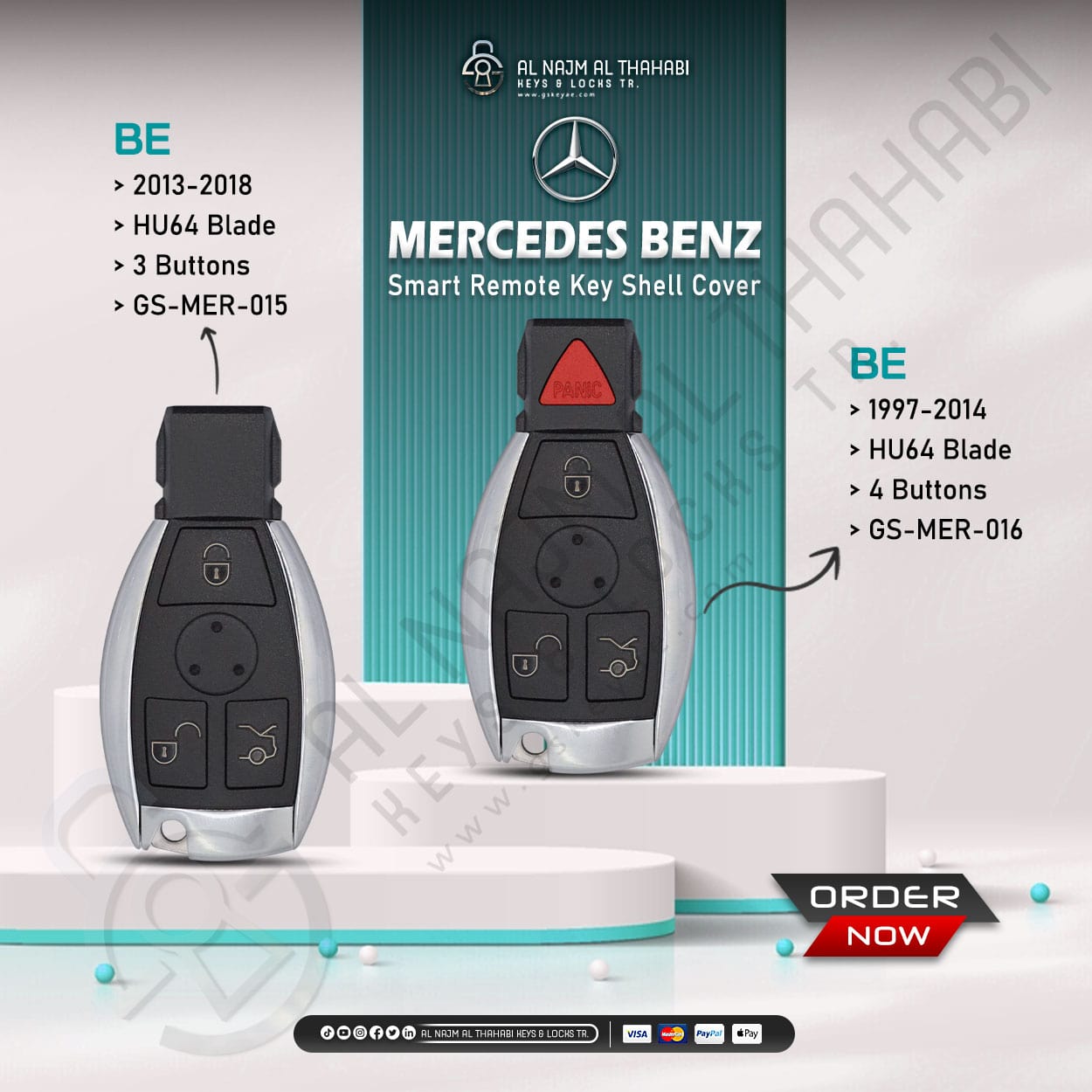 Mercedes Benz BE Smart Key Remote Shell Cover