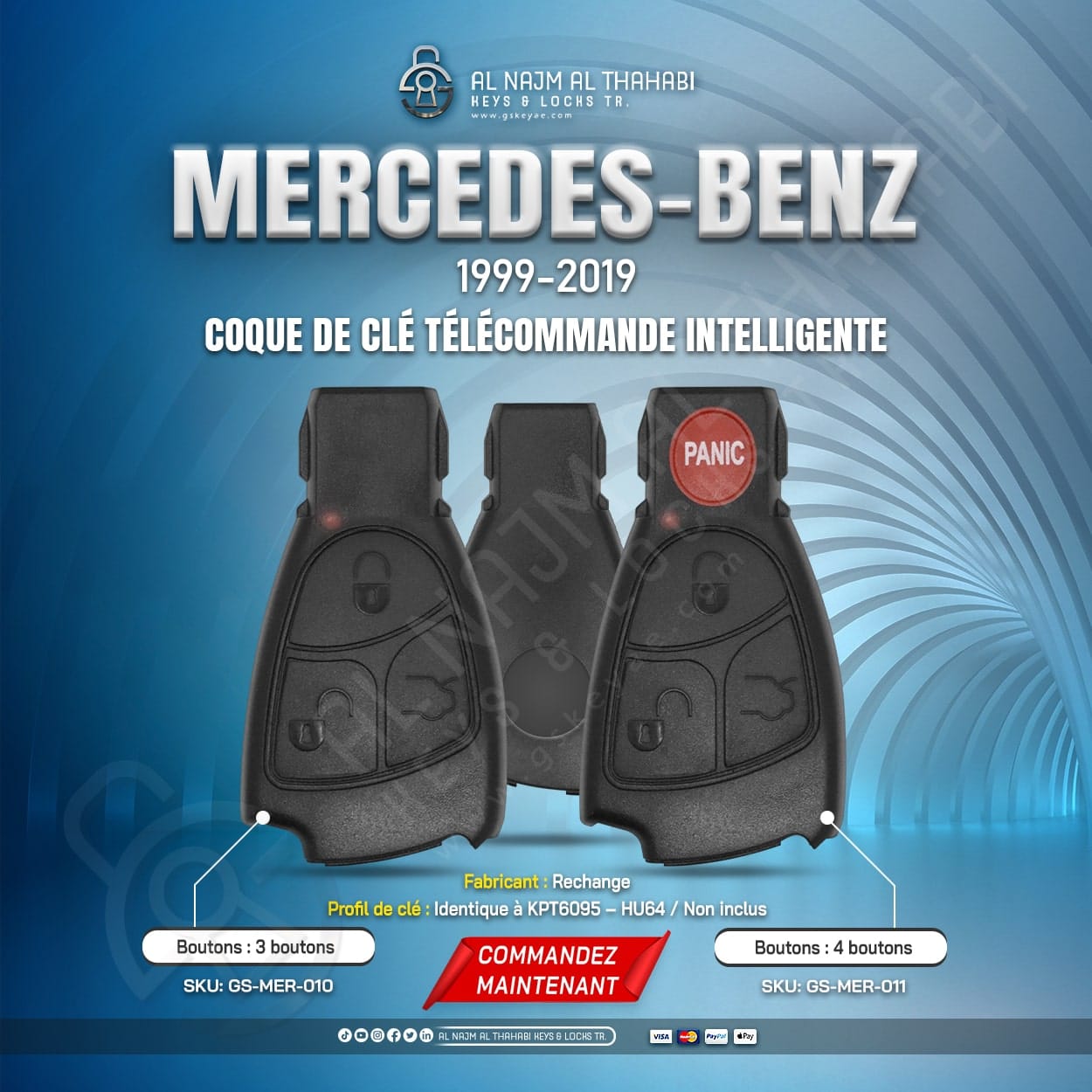 Coque de clé télécommande intelligente Mercedes-Benz