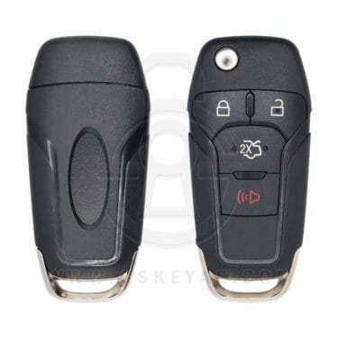 2013-2016 Ford Fusion Flip Remote Key Shell Cover 4 Buttons With HU101 Uncut Blade