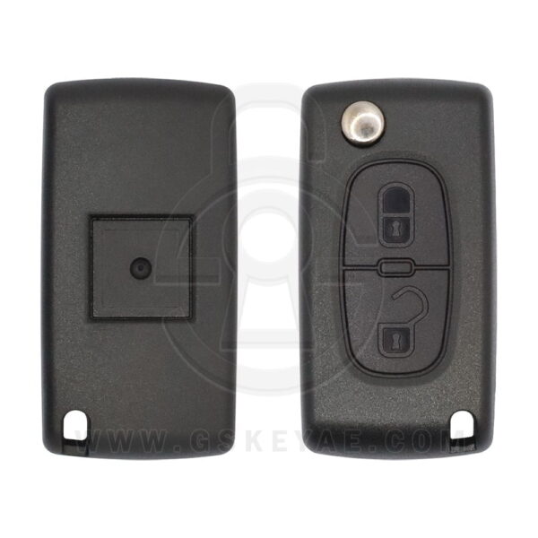 2003-2016 Peugeot 308 Flip Remote Key Shell 2 Button VA2 With Battery Holder