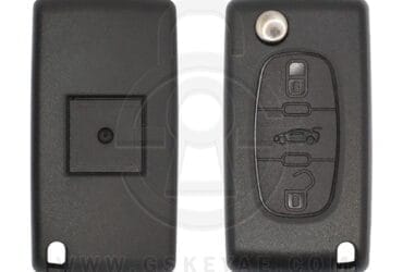 2006-2012 Peugeot 207 / 307 / 308 Flip Remote Key Shell Cover 3 Button HU83 With Battery Holder