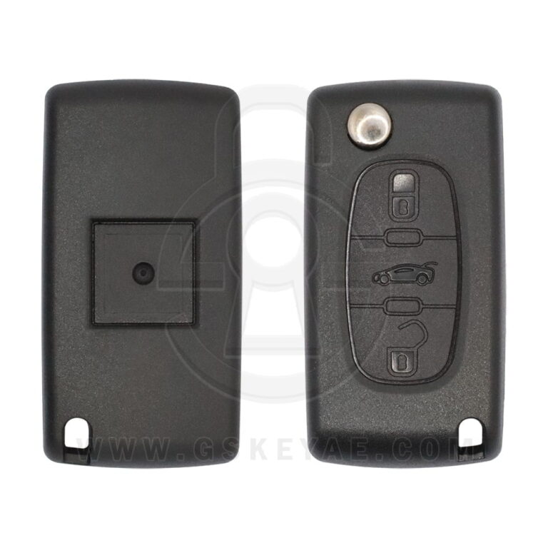 2006-2012 Peugeot 207 / 307 / 308 Flip Remote Key Shell Cover 3 Button HU83 With Battery Holder
