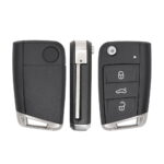 2014-2021 Volkswagen MQB Flip Remote Key Shell Cover 3 Buttons HU66 Key Blank Blade