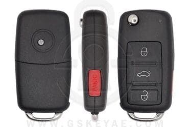 2003-2010 VW Volkswagen Touareg Phaeton Flip Remote Key Shell 4 Buttons HU66 Key Blank Blade