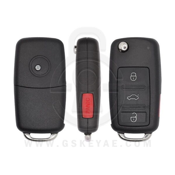 2003-2010 VW Volkswagen Touareg Phaeton Flip Remote Key Shell 4 Buttons HU66 Key Blank Blade