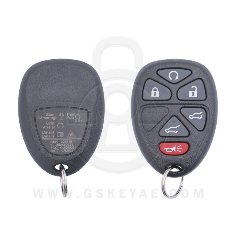 2007-2013 GM Remote Key Fob 6 Button 315MHz OUC60221 OUC60270 (STRATTEC 5922380) 22951510