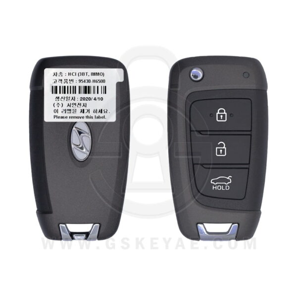 2018-2019 Genuine Hyundai Accent Flip Key Remote 3 Button 433MHz 95430-H6500 (OEM)