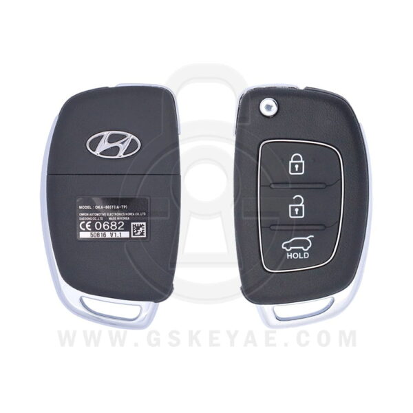 2016-2017 Hyundai I20 Flip Key Remote 3 Button 433MHz ID47 Chip OKA-865T 95430-B9100 (OEM)