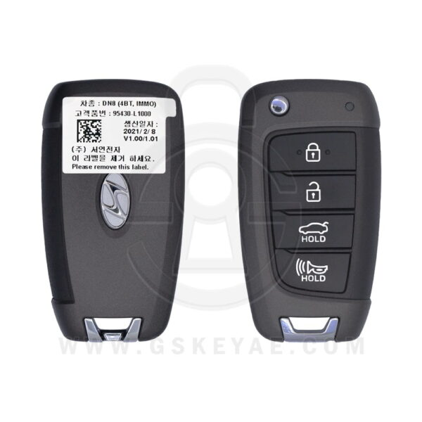 2019-2022 Genuine Hyundai Sonata Flip Key Remote 4 Button 433MHz 95430-L1000 (OEM)