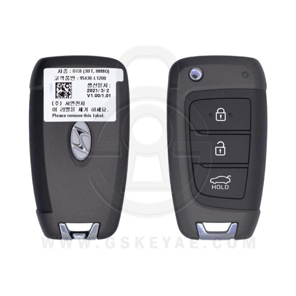 2020 Genuine Hyundai Sonata Flip Key Remote 3 Button 433MHz 95430-L1200 (OEM)