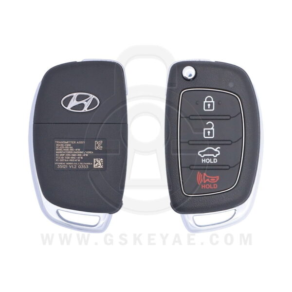 2015-2017 Genuine Hyundai Sonata Flip Key Remote 4 Button 433MHz TQ8-RKE-4F16 95430-C1010 (OEM)