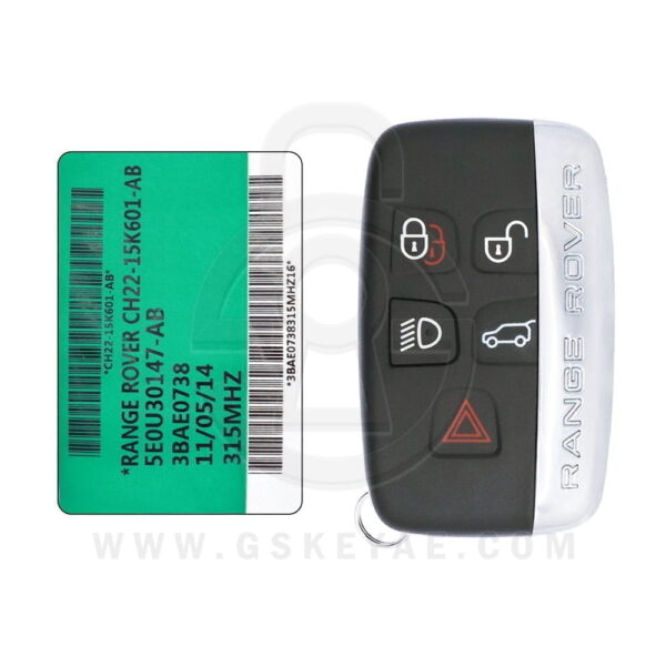 Land Rover Range Rover Smart Key Fob Replacement 5 Button 315MHz KOBJTF10A CH22-15K601-AB (OEM)