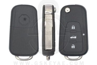 Coque de clé plip rabattable MG GT GS – 3 boutons lame HU66