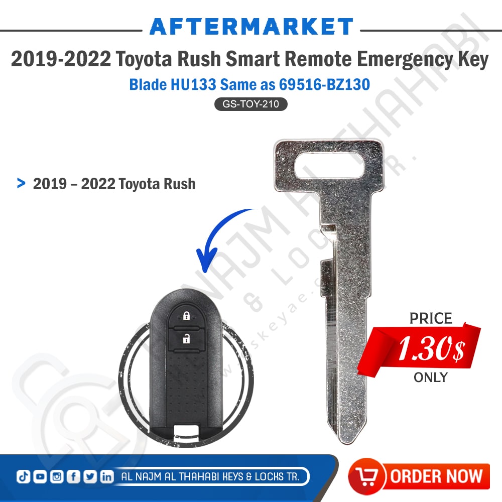 Toyota Rush Smart Remote Emergency Key Blade HU133 69516-BZ130