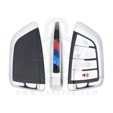 2007-2018 BMW CAS4+(EWS5)/FEM Smart Remote Key Shell Case Cover 4 Buttons Silver HU100R