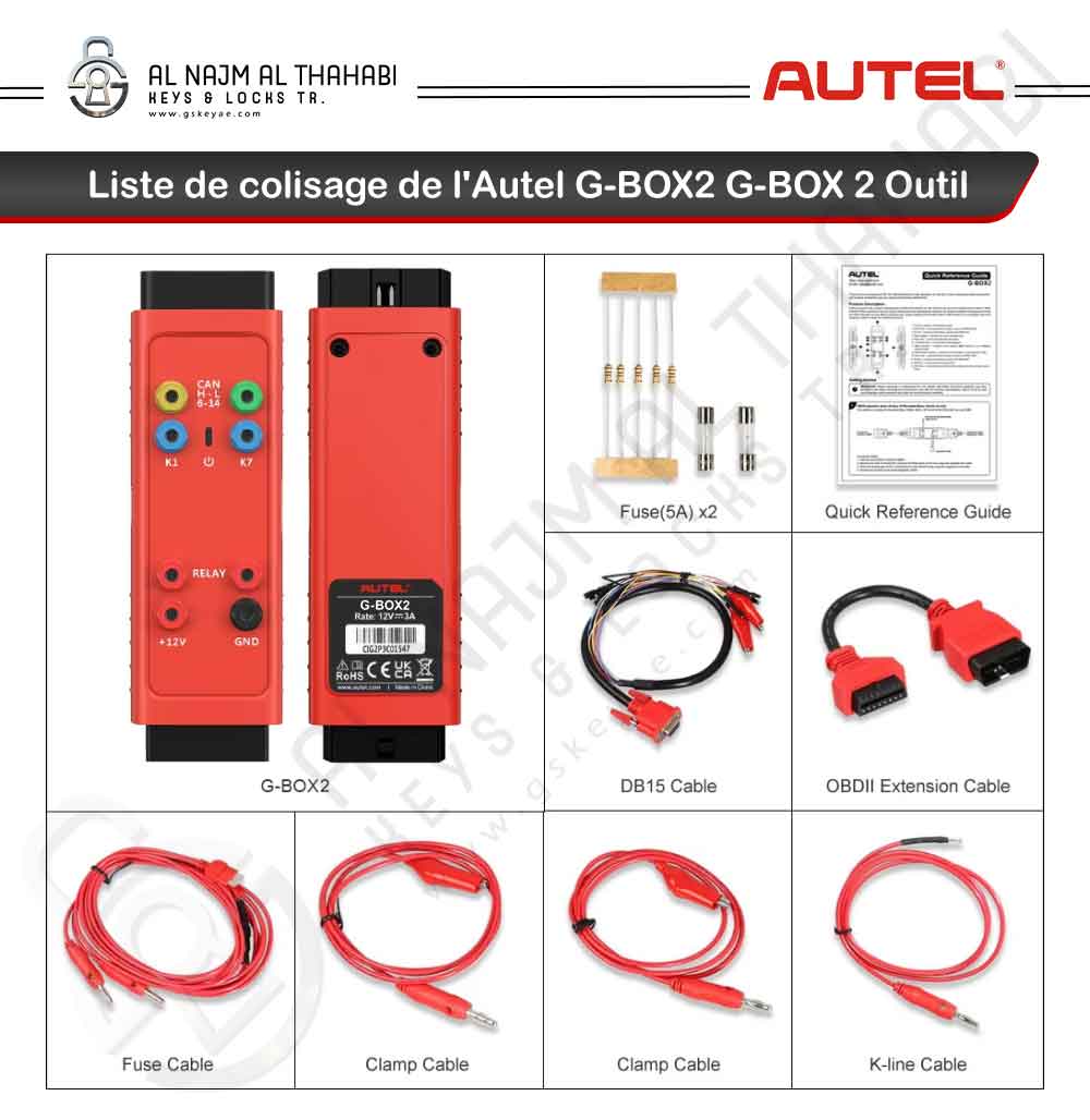 Liste de colisage de l'Autel G-BOX2 G-BOX 2 Outil