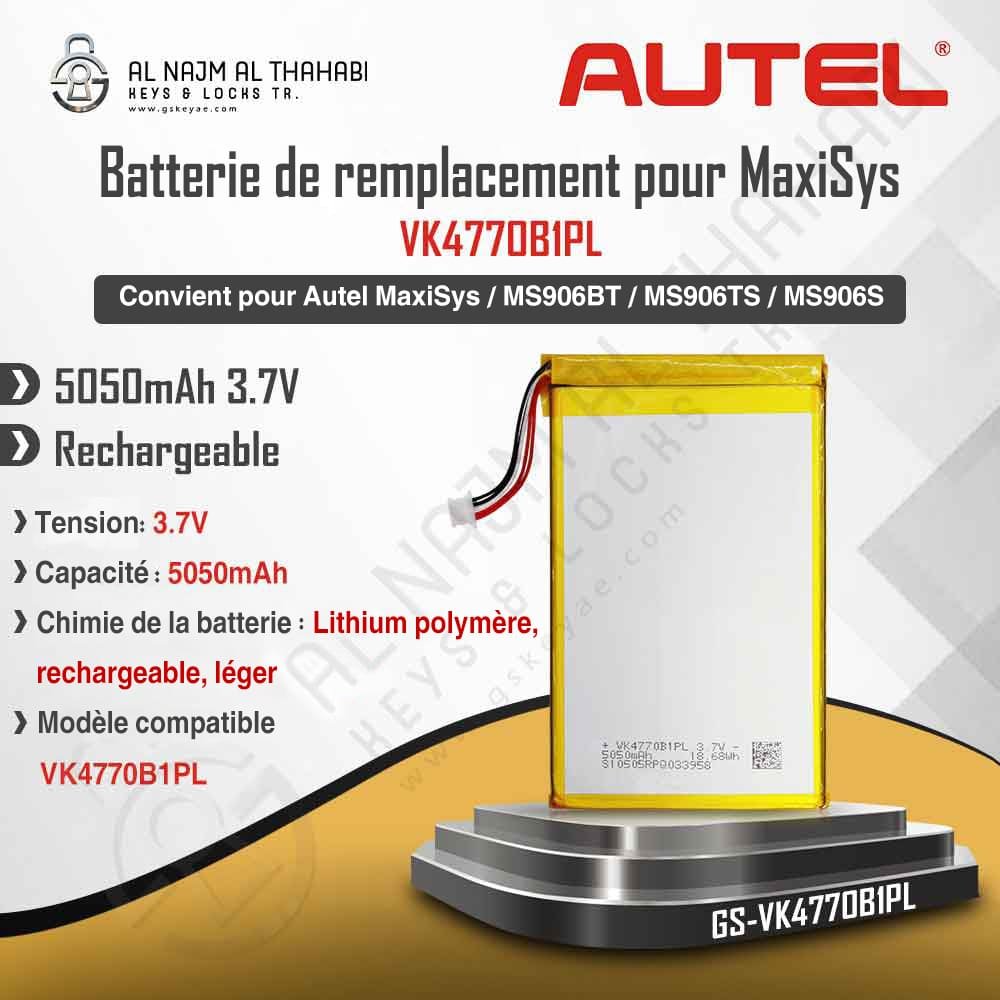 Batterie de remplacement Autel MaxiSys VK4770B1PL 5050mAh 3.7V rechargeable