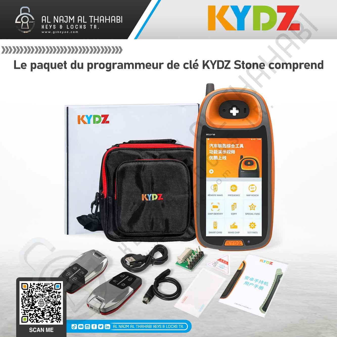 Le paquet du programmeur de clé KYDZ Stone comprend