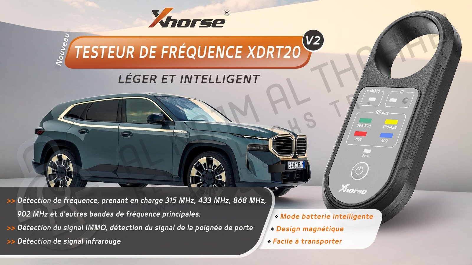 Testeur de fréquence Xhorse XDRT20 V2 prend en charge 315MHz~902MHz