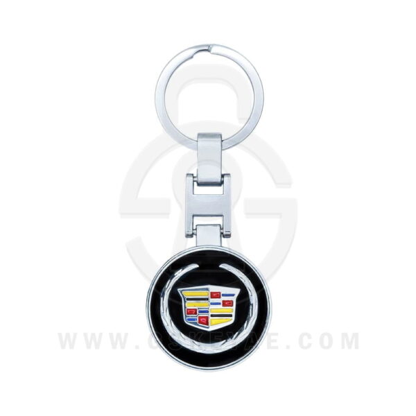 Cadillac Logo Car Key Metal Key Chain Keychain Key Ring Chrome Black Color