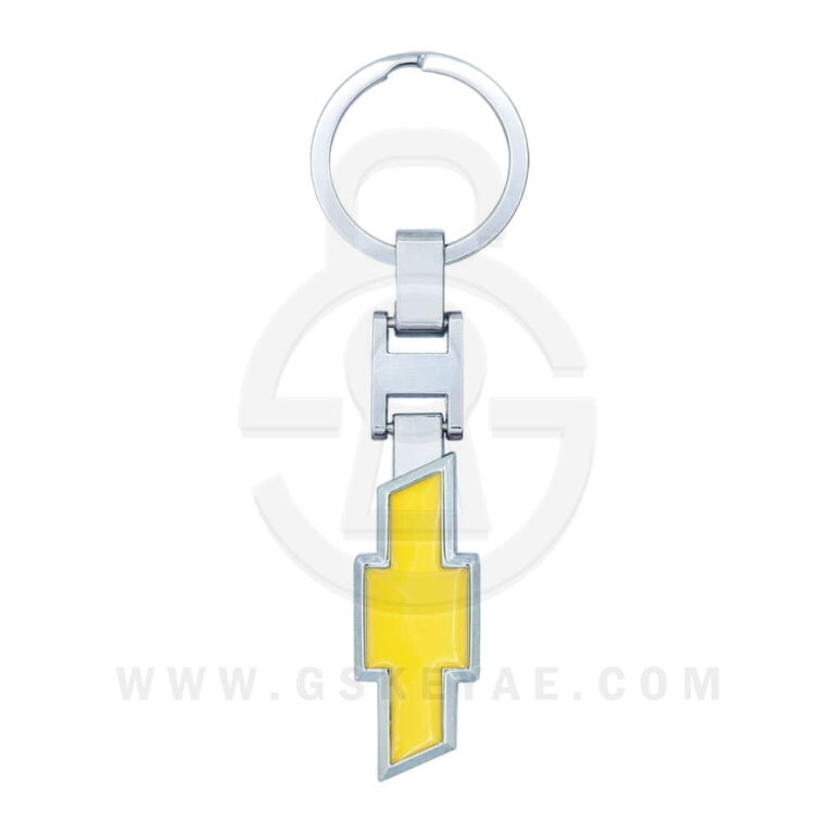 Chevrolet Logo Car Key Metal Key Chain Keychain Key Ring Chrome Yellow Color