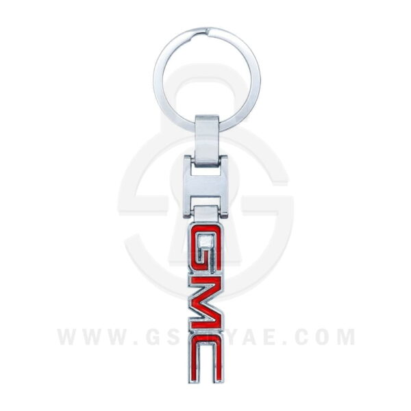 GMC Logo Car Key Metal Key Chain Keychain Key Ring Chrome RED Color