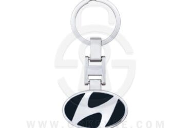 Hyundai Logo Car Key Metal Key Chain Keychain Key Ring Chrome Black Color