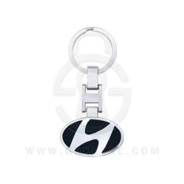 Hyundai Logo Car Key Metal Key Chain Keychain Key Ring Chrome Black Color