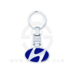 Hyundai Logo Car Key Metal Key Chain Keychain Key Ring Chrome Blue Color