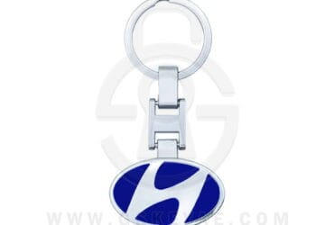 Hyundai Logo Car Key Metal Key Chain Keychain Key Ring Chrome Blue Color