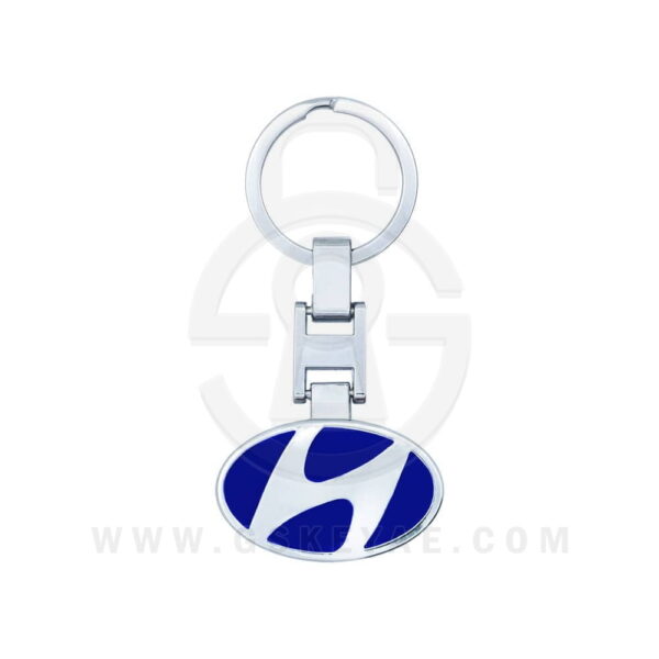 Hyundai Logo Car Key Metal Key Chain Keychain Key Ring Chrome Blue Color