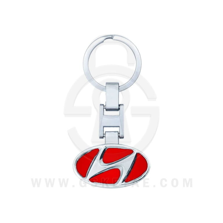 Hyundai Logo Car Key Metal Key Chain Keychain Key Ring Chrome RED Color
