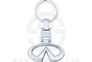 Porte-clé métallique avec logo Infiniti, anneau de clé chromé argenté