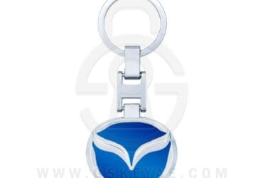 Mazda Logo Car Key Metal Key Chain Keychain Key Ring Chrome Blue Color
