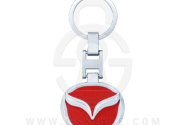 Porte-clé métallique avec logo Mazda anneau de clé chromé de couleur rouge
