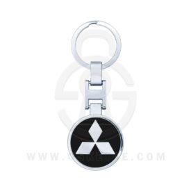 Mitsubishi Logo Car Key Metal Key Chain Keychain Key Ring Chrome Black Color